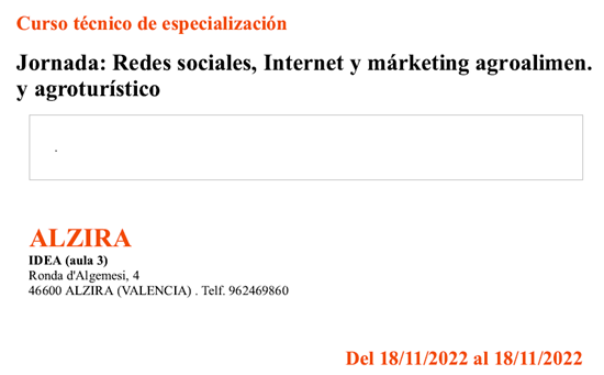  JORNADA: REDES SOCIALES, INTERNET Y MÁRKETING AGROALIMEN. Y AGROTURÍSTICO Fecha: 18.11.2022